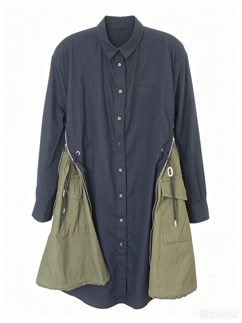 Sacai oversized dark blue shirt dress